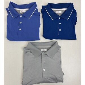 Lot of 3 Adidas Adipure Polo Shirt Mens XL Blue Stretch Performance Golf